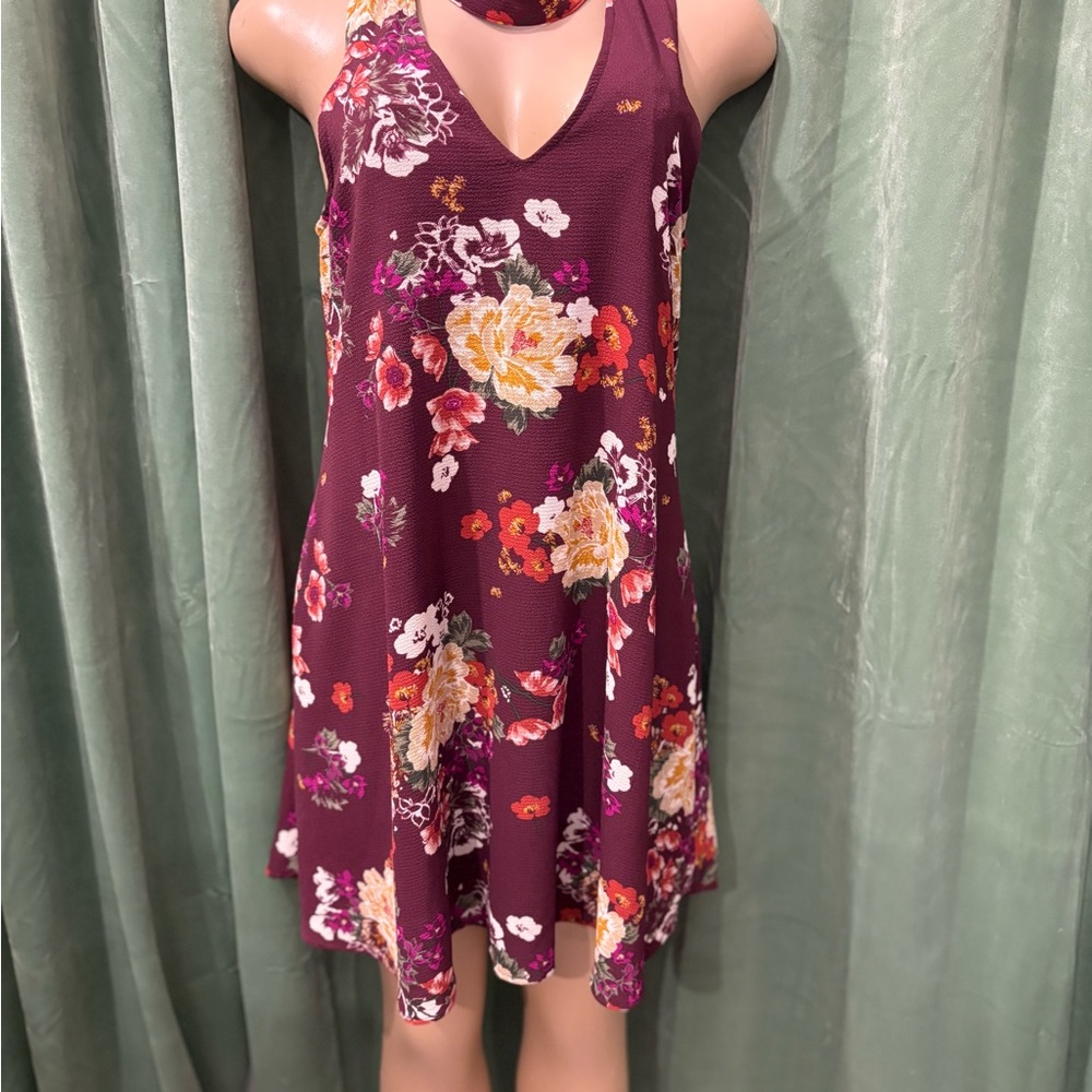 Blue Rair Floral Mini Dress - Purple and White